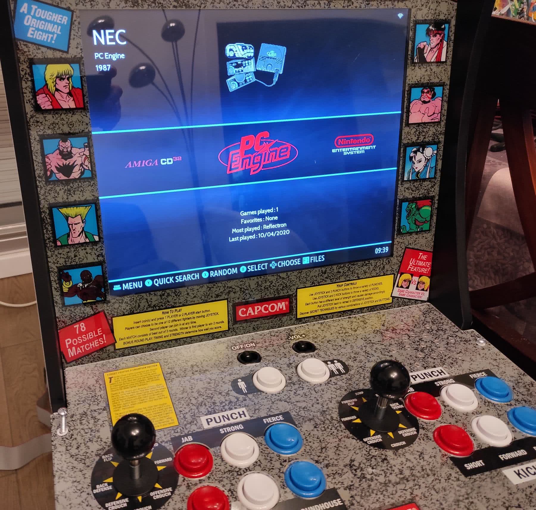 Batocera sur l'écran de la borne Arcade1Up Street Fighter 2